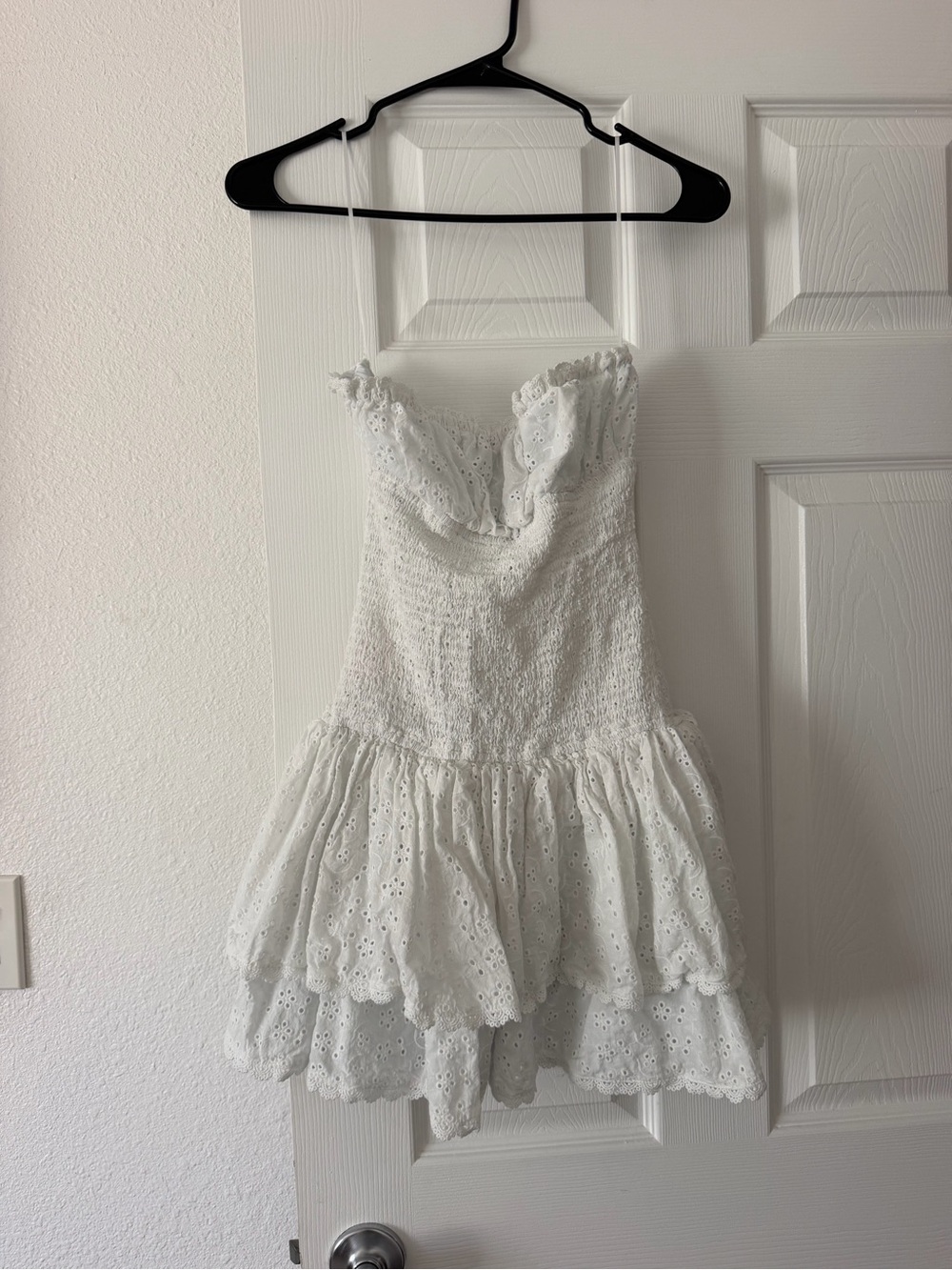 White Eyelet Ruffle Sundress with Smocked Bodice
